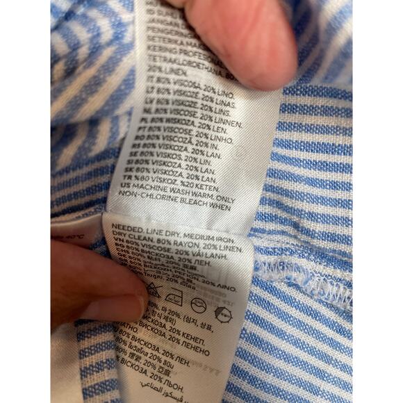 H&M blue striped linen sleeveless mini dress lightweight adjustable straps XL - Picture 10 of 10